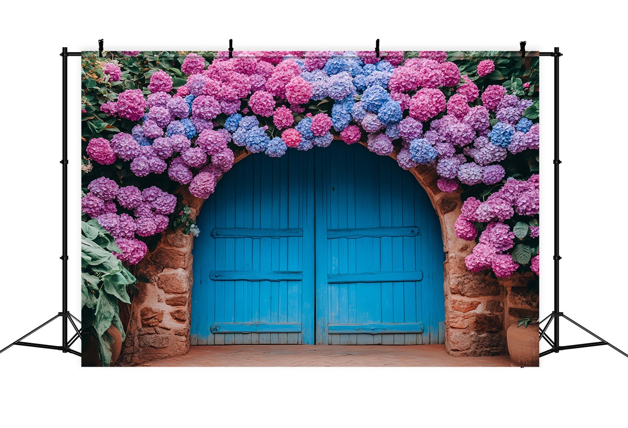 Backdrops Spring Blue Archway Hydrangea Blooms Backdrop UK BRP1-8