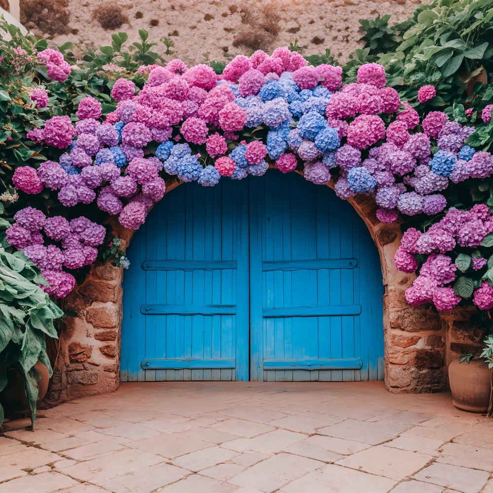 Backdrops Spring Blue Archway Hydrangea Blooms Backdrop UK BRP1-8