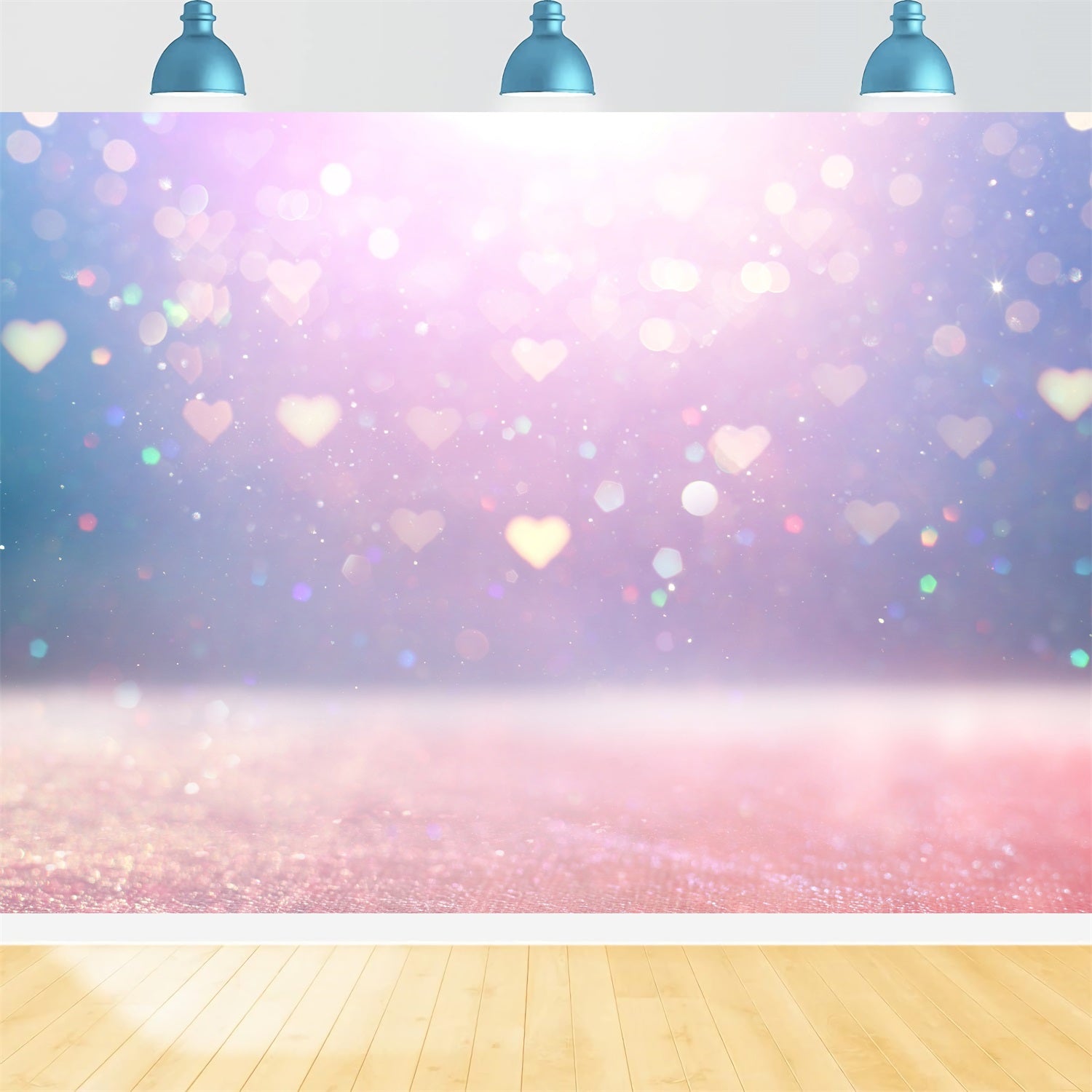 Valentine Theme Backdrop Soft Pastel Heart Glitter Backdrop UK BRP1-85