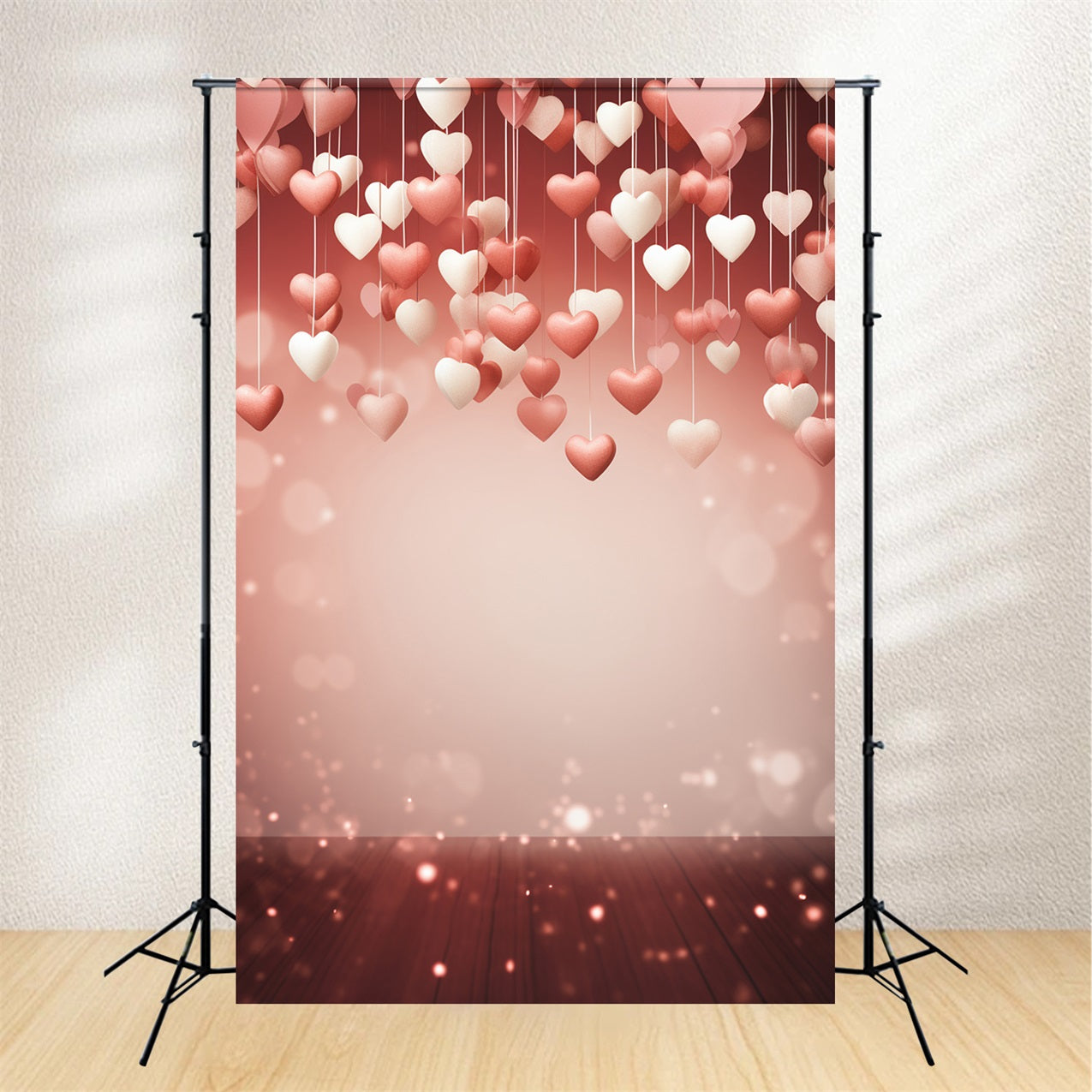 Valentine's Day Backdrop Warm Glow Dangling Hearts Backdrop UK BRP1-86