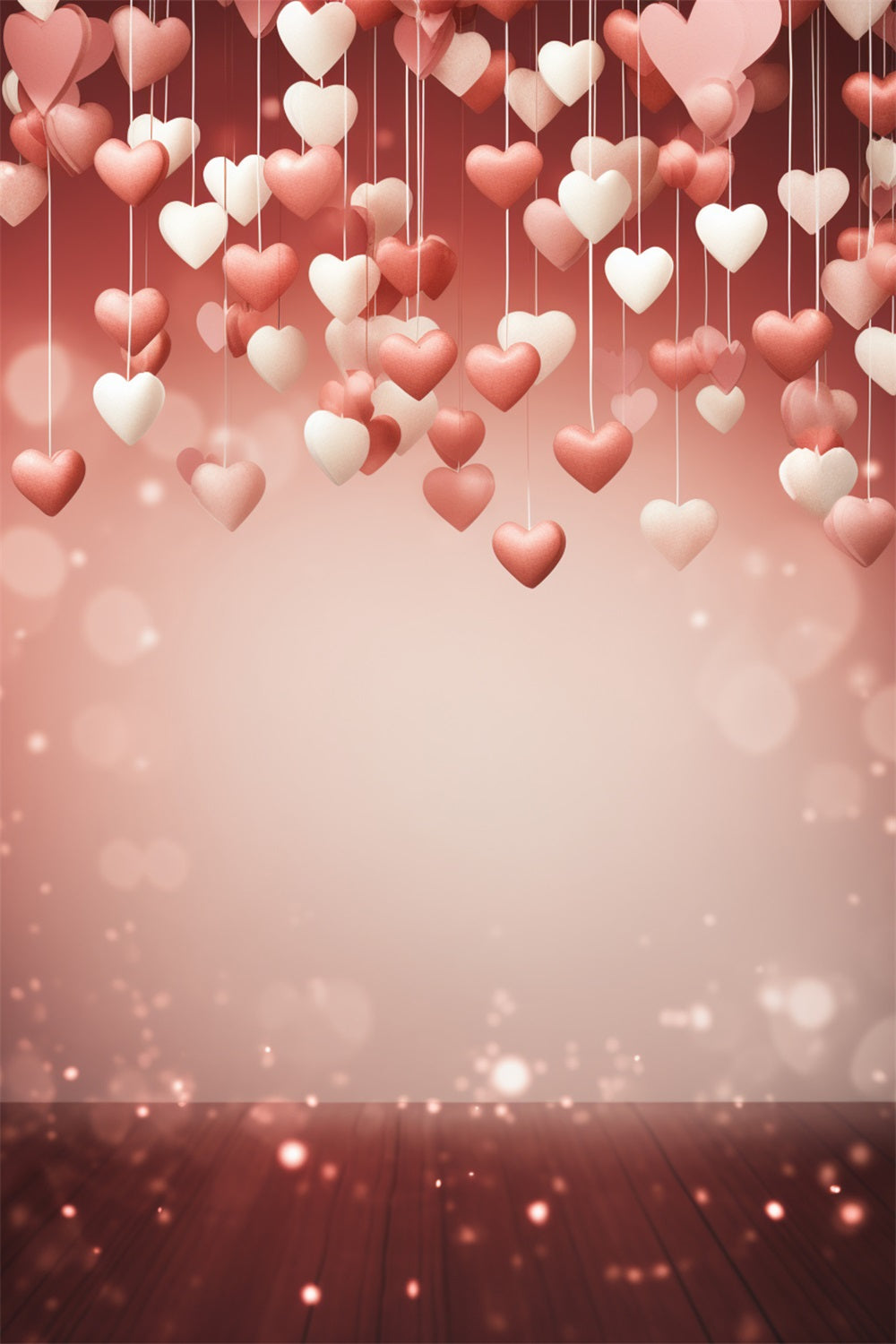 Valentine's Day Backdrop Warm Glow Dangling Hearts Backdrop UK BRP1-86