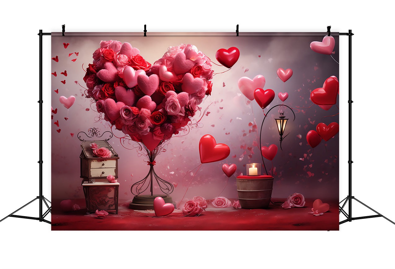 Valentine Backdrop Ideas Romantic Floral Heart Balloon Backdrop UK BRP1-87