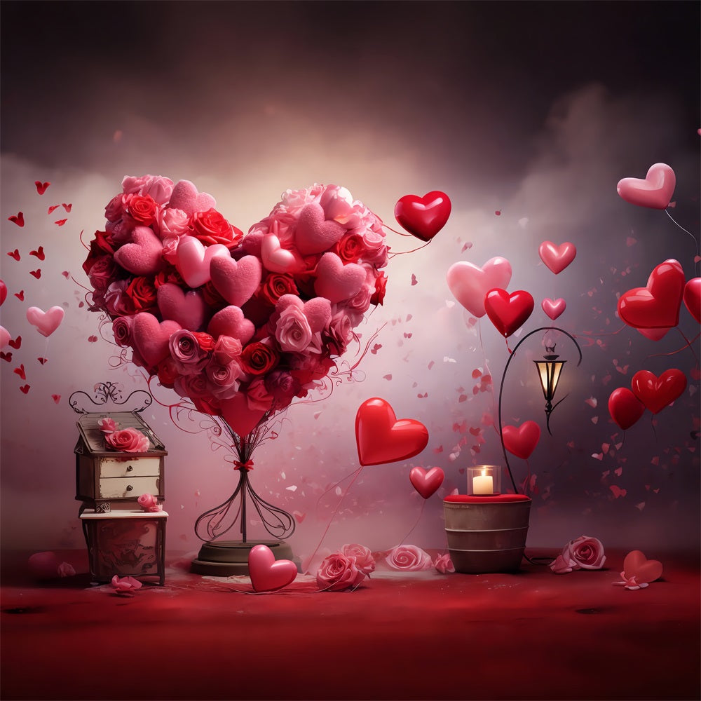 Valentine Backdrop Ideas Romantic Floral Heart Balloon Backdrop UK BRP1-87