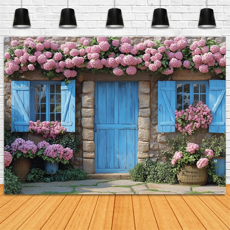 Backdrop Spring Vintage Floral Cottage Wooden Door Backdrop UK BRP1-9