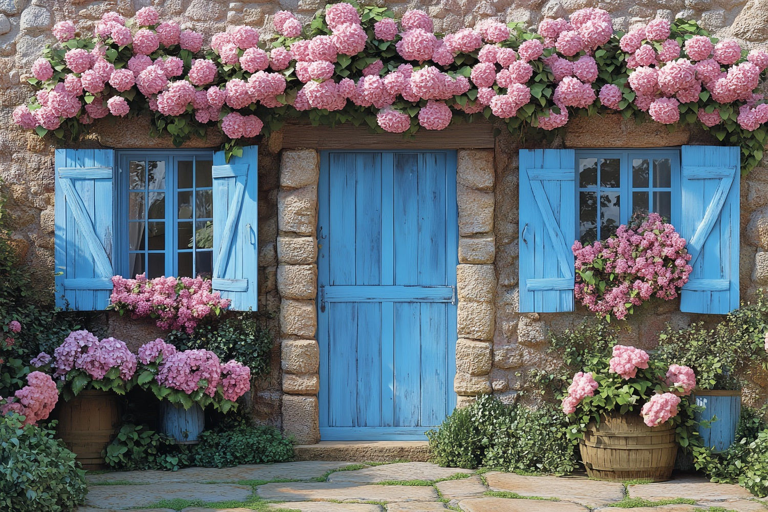 Backdrop Spring Vintage Floral Cottage Wooden Door Backdrop UK BRP1-9