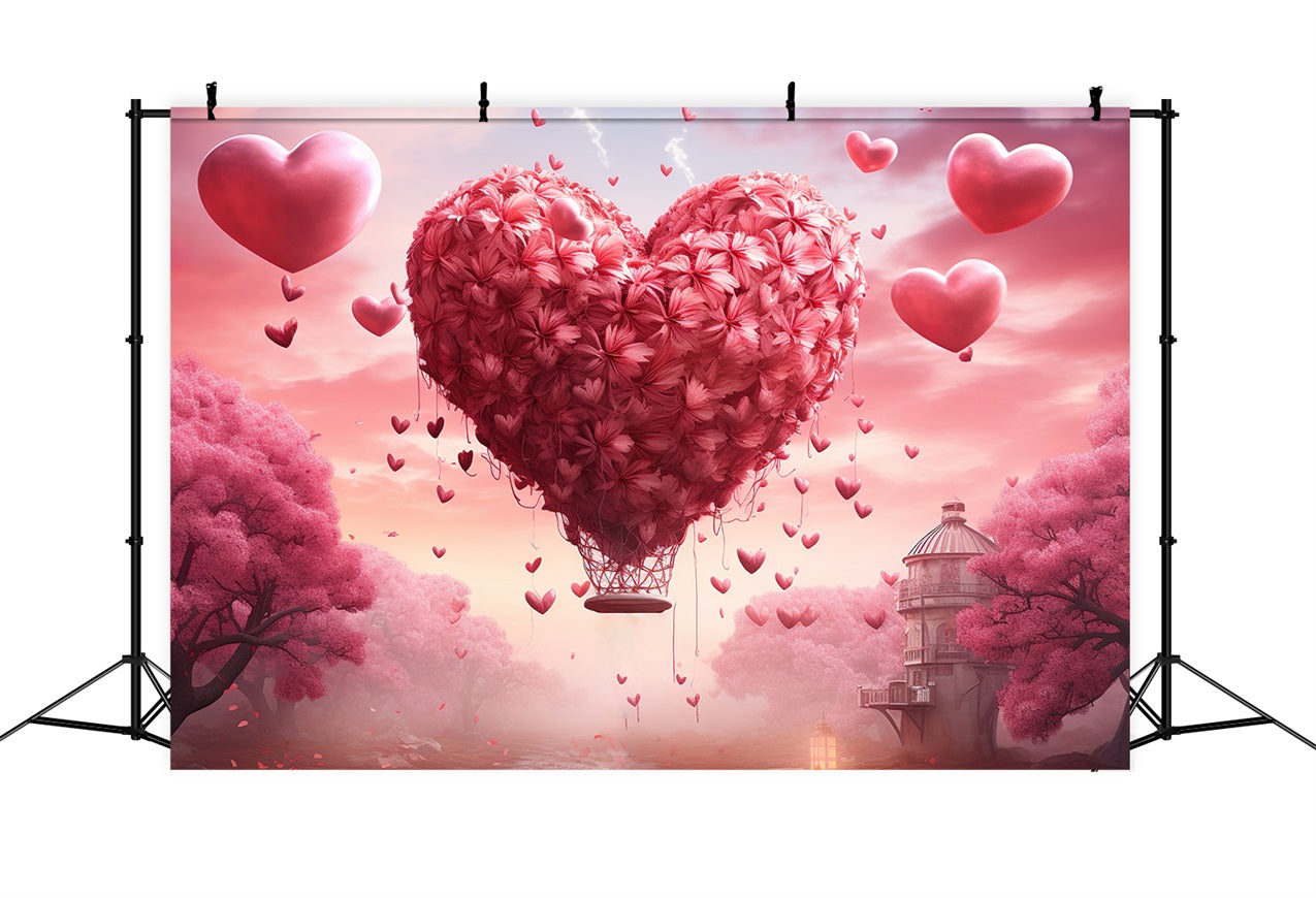 Valentine Backdrops Photography Dreamy Heart Balloon Sky Backdrop UK BRP1-92