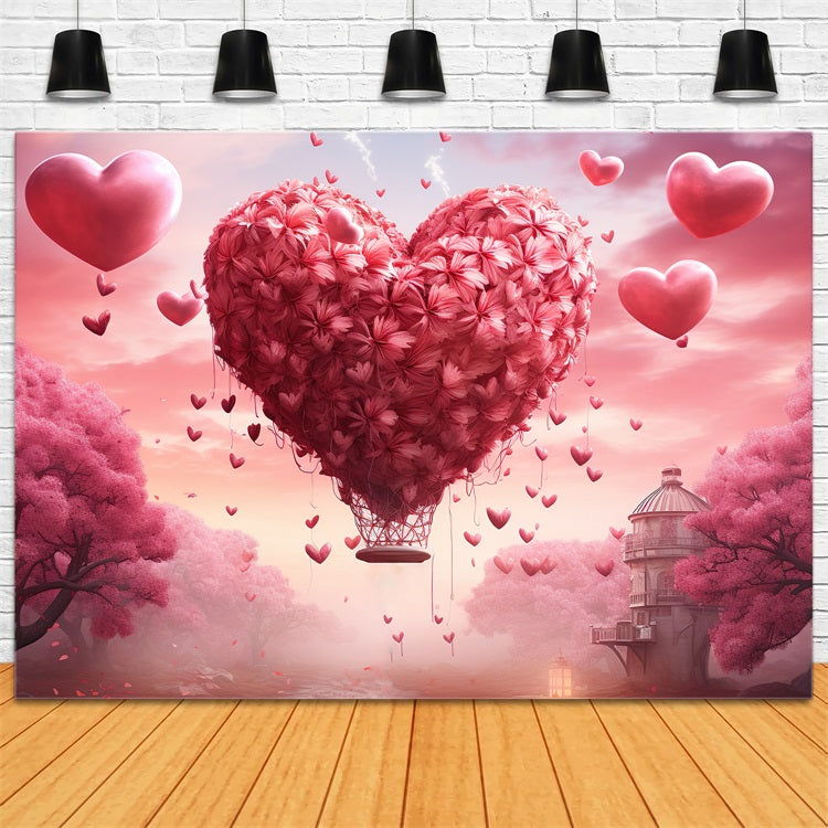 Valentine Backdrops Photography Dreamy Heart Balloon Sky Backdrop UK BRP1-92