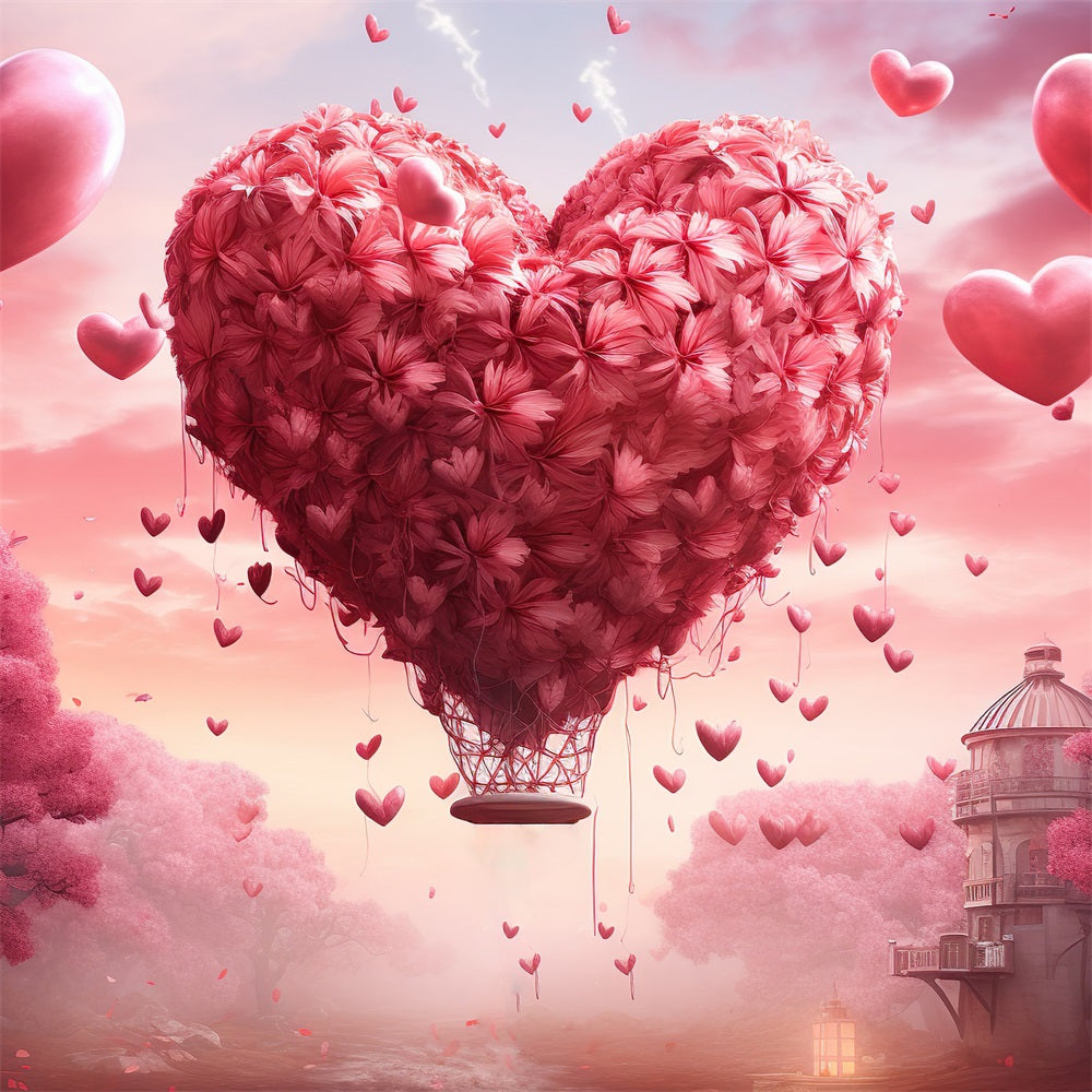 Valentine Backdrops Photography Dreamy Heart Balloon Sky Backdrop UK BRP1-92