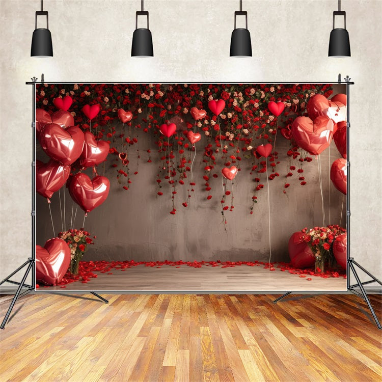 Valentine Backdrop Ideas Red Heart Balloons Roses Backdrop UK BRP1-94