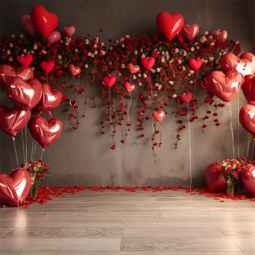 Valentine Backdrop Ideas Red Heart Balloons Roses Backdrop UK BRP1-94