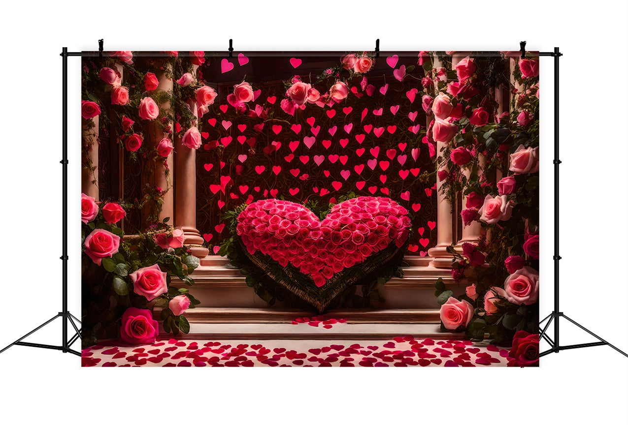 Valentine's Day Backdrop Heart Garland Roses Elegant Backdrop UK BRP1-95