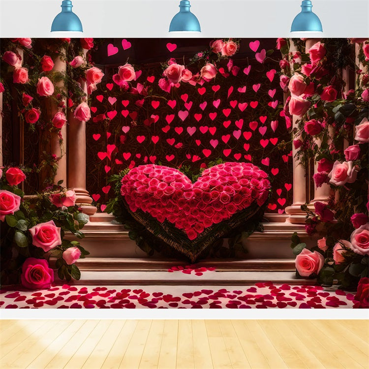 Valentine's Day Backdrop Heart Garland Roses Elegant Backdrop UK BRP1-95