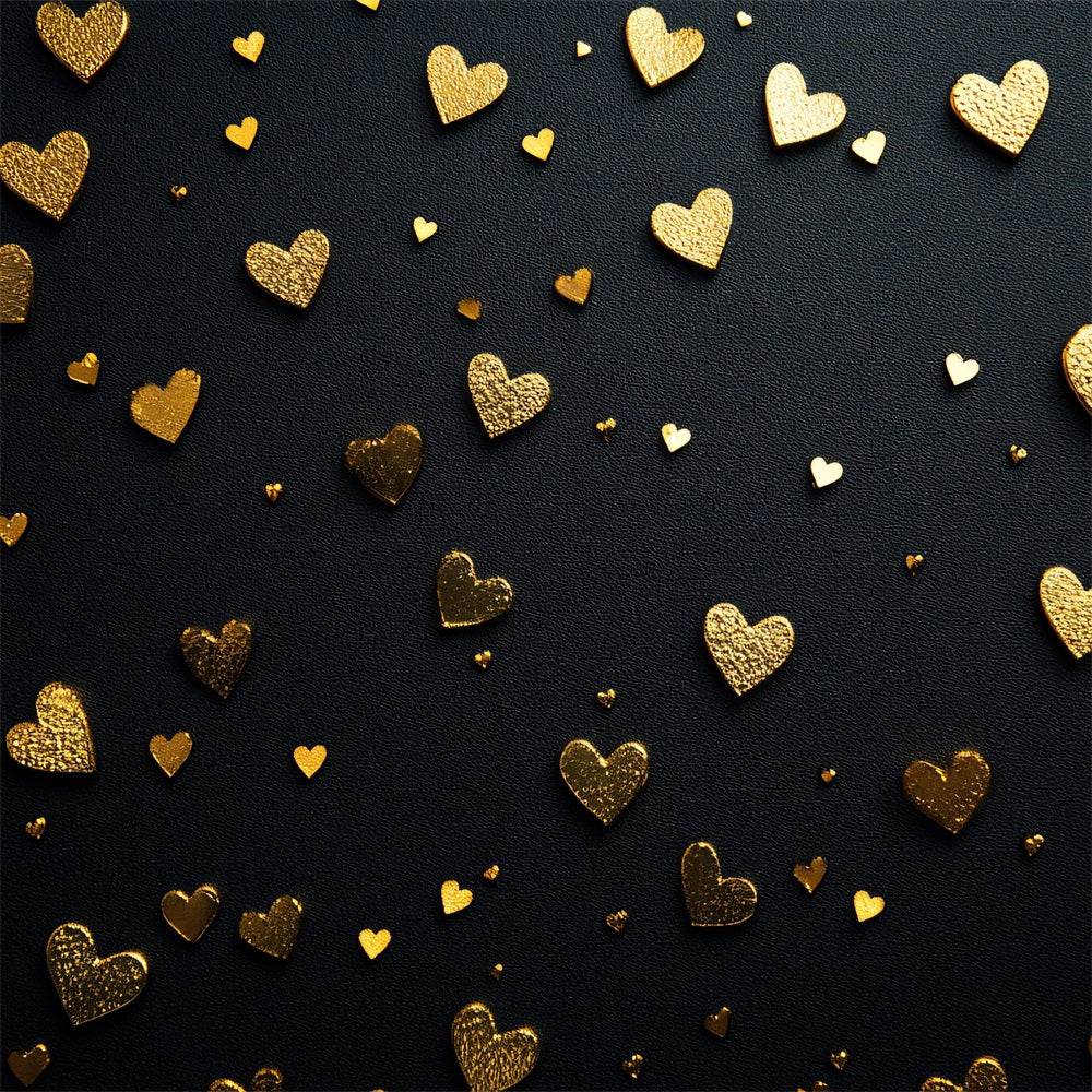 Valentine's Day Backdrop Golden Hearts Elegant Black Backdrop UK BRP1-96