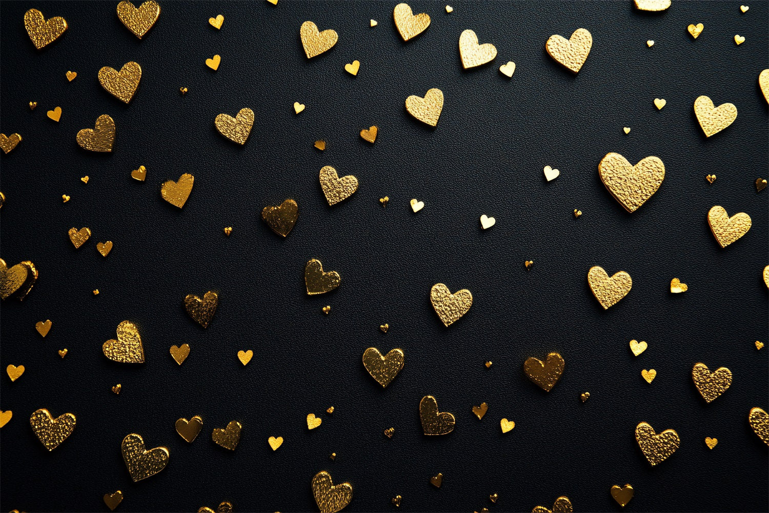 Valentine's Day Backdrop Golden Hearts Elegant Black Backdrop UK BRP1-96