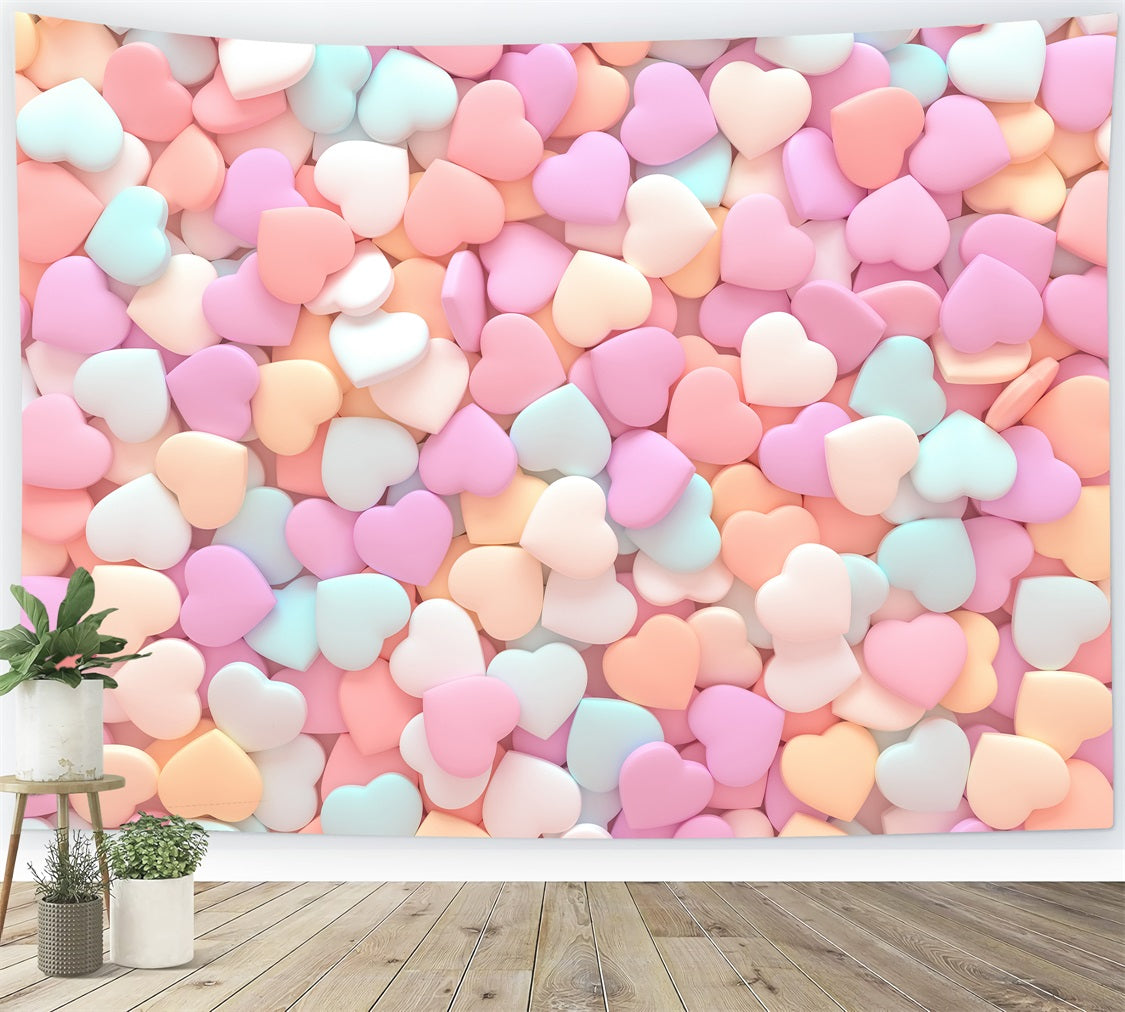 Valentine Backdrop Colorful Pastel Heart Festive Backdrop UK BRP1-97