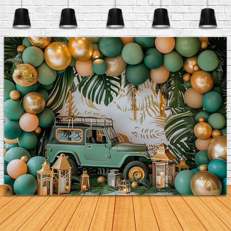 Jungle Adventure Tropical Balloon Boho Backdrop UK BRP10-104