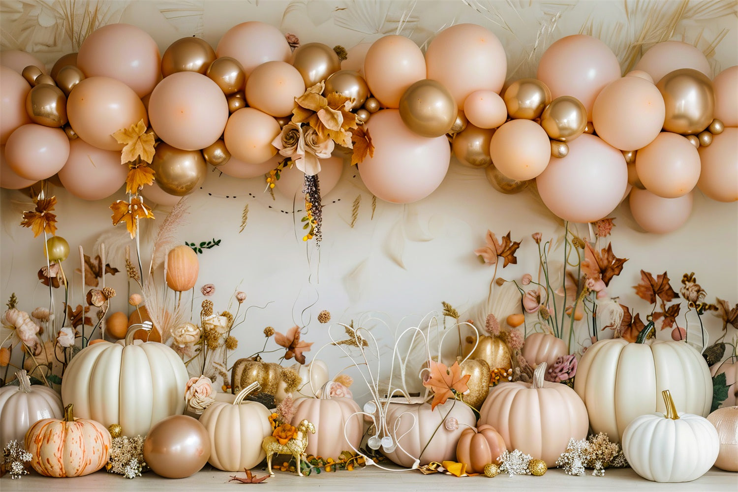 Elegant Balloons Pumpkin Harvest Boho Backdrop UK BRP10-106