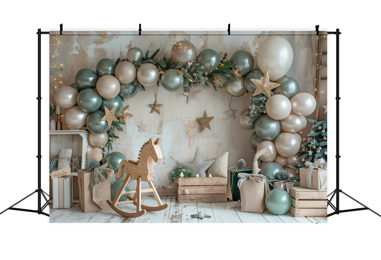 Botanical Rocking Horse Balloon Garland Backdrop UK BRP10-109