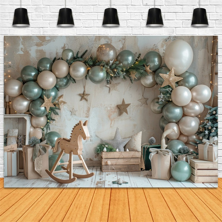 Botanical Rocking Horse Balloon Garland Backdrop UK BRP10-109