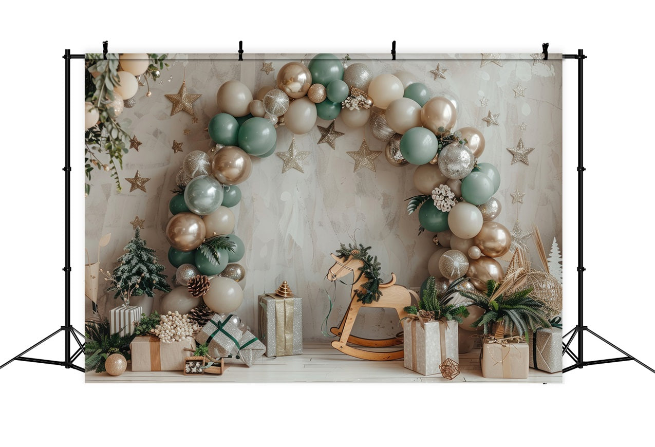 Rocking Horse Festive Balloon Arch Boho Backdrop UK BRP10-110