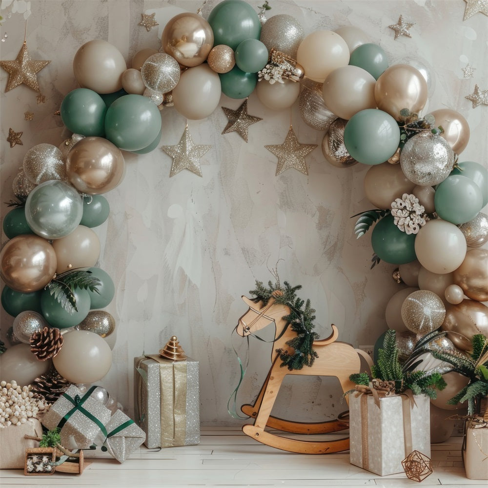 Rocking Horse Festive Balloon Arch Boho Backdrop UK BRP10-110