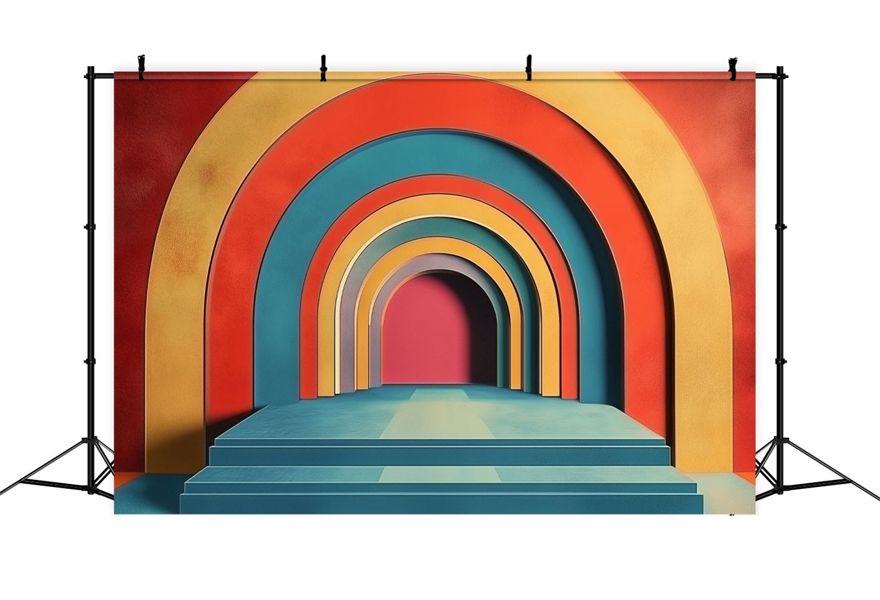 Modern Artistic Rainbow Arches Retro Boho Backdrop UK BRP10-114