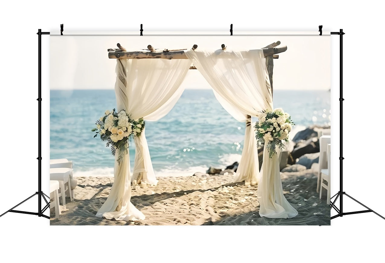 Romantic Seaside Arch Floral Boho Backdrop UK BRP10-115