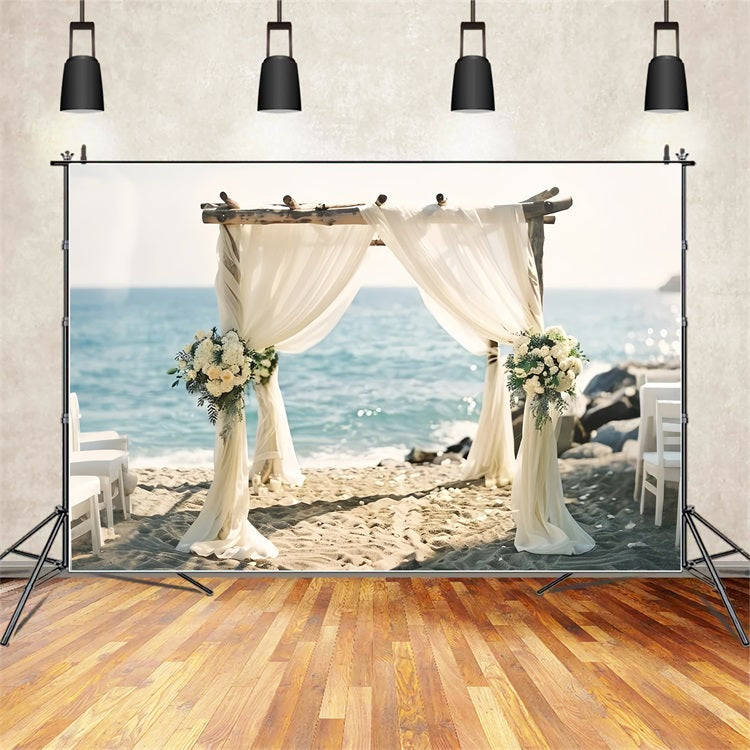 Romantic Seaside Arch Floral Boho Backdrop UK BRP10-115