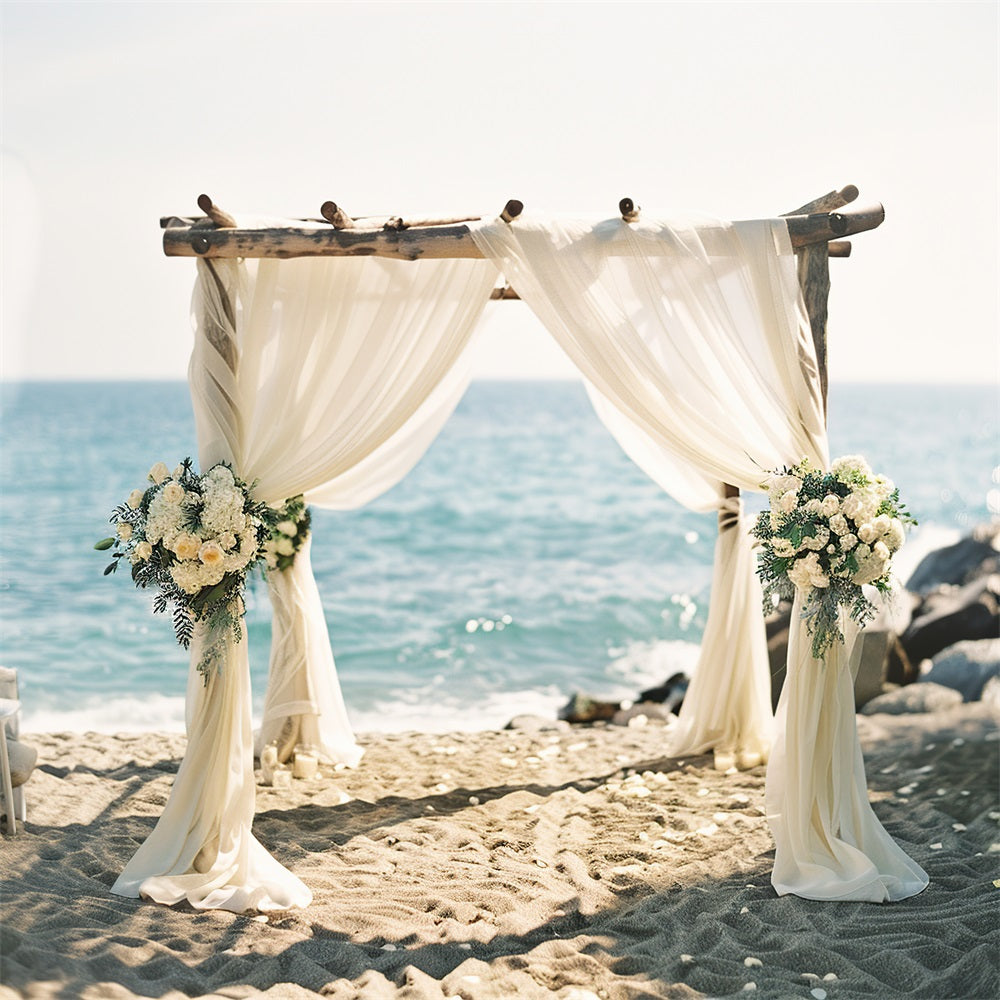 Romantic Seaside Arch Floral Boho Backdrop UK BRP10-115