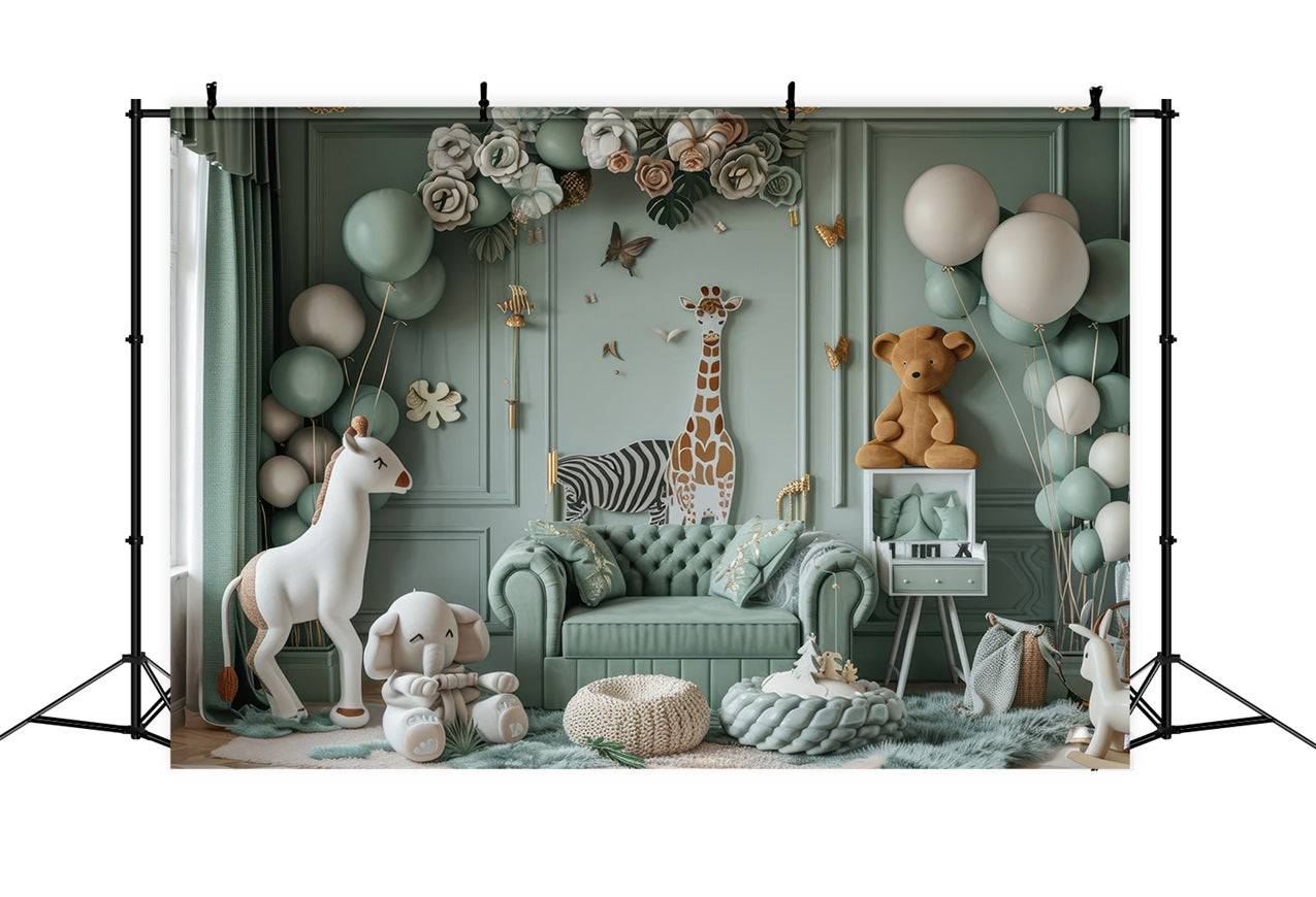 Balloon Animal Safari Nursery Boho Backdrop UK BRP10-119