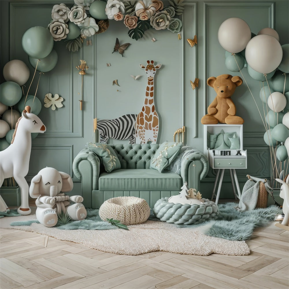 Balloon Animal Safari Nursery Boho Backdrop UK BRP10-119