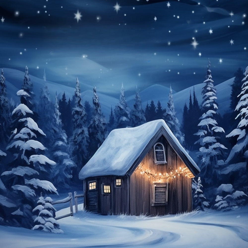 Winter Cozy House Decorated Warm Lights Backdrop UK BRP10-12