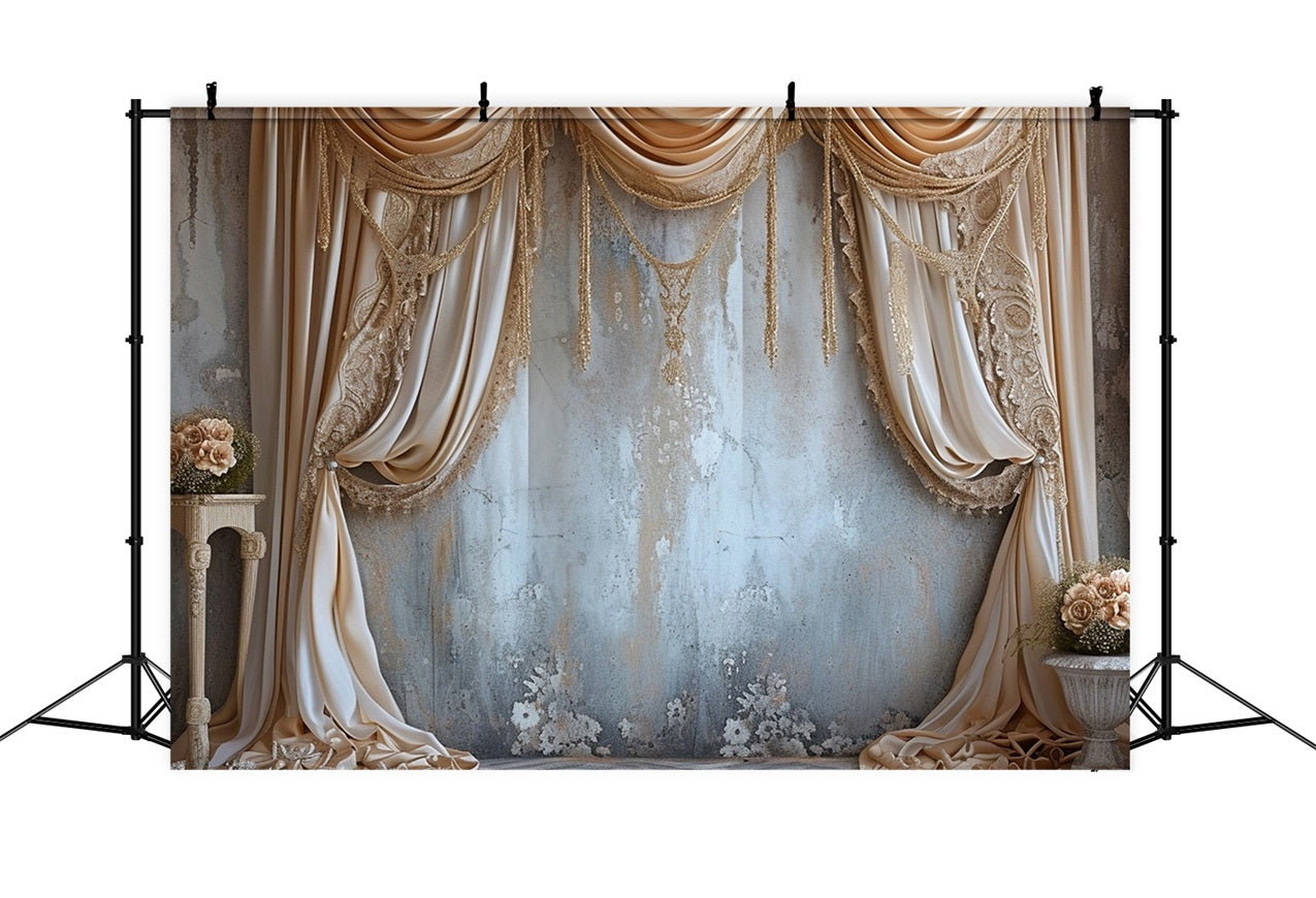 Elegant Gold Draped Curtain Wall Boho Backdrop UK BRP10-120