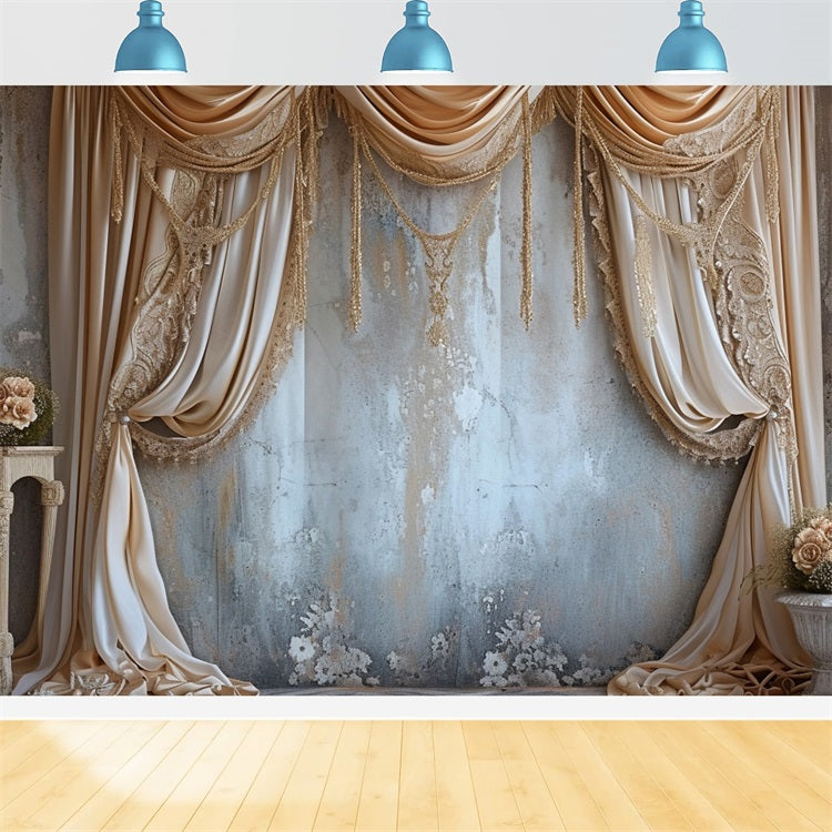 Elegant Gold Draped Curtain Wall Boho Backdrop UK BRP10-120