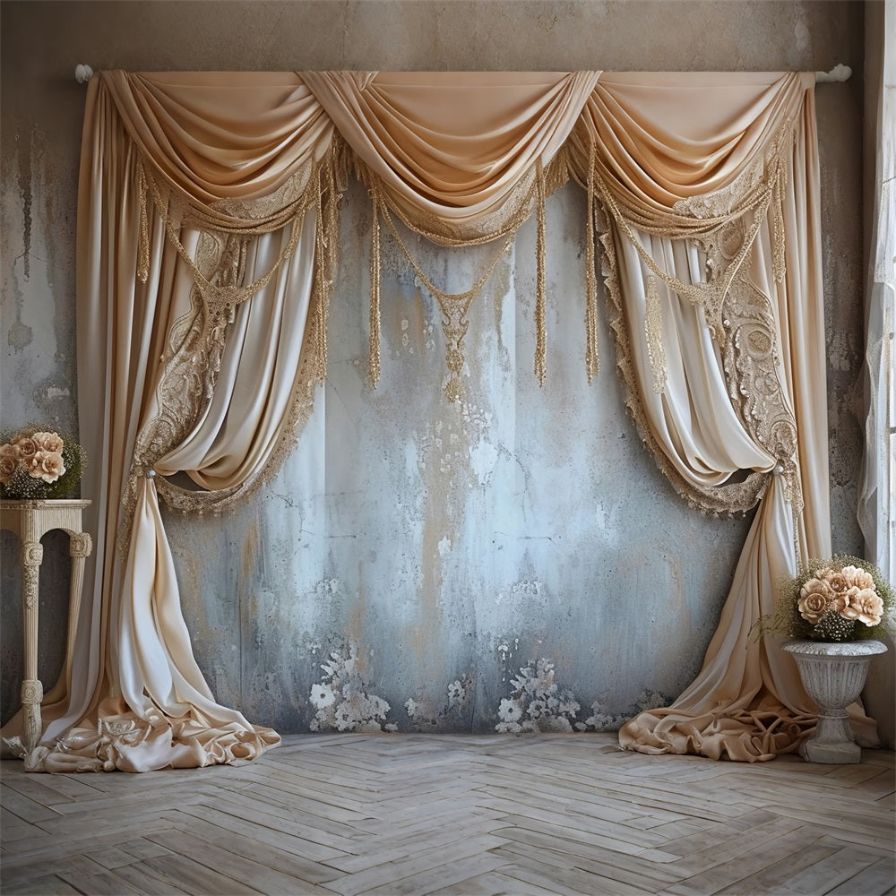 Elegant Gold Draped Curtain Wall Boho Backdrop UK BRP10-120