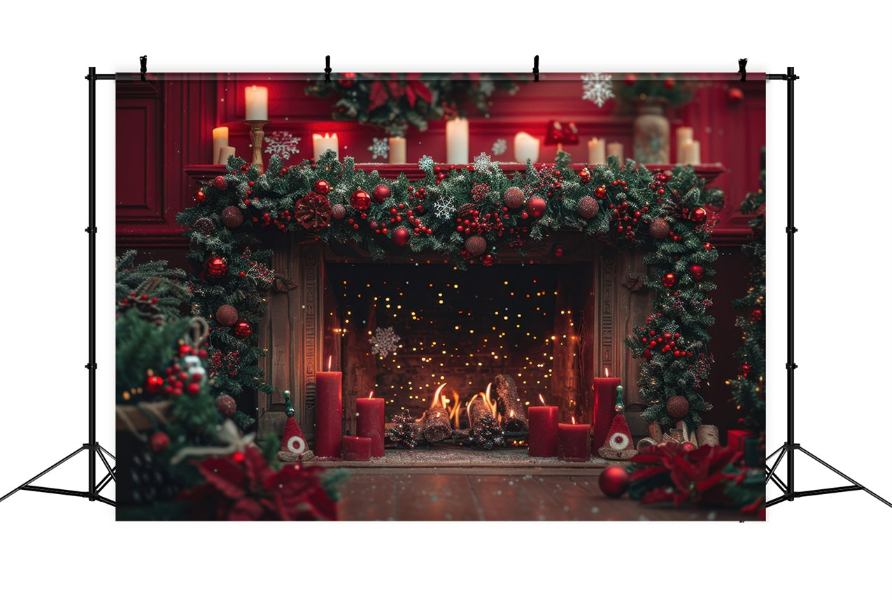 Christmas Backdrop Photography Fireplace Scene Backdrop UK BRP10-130