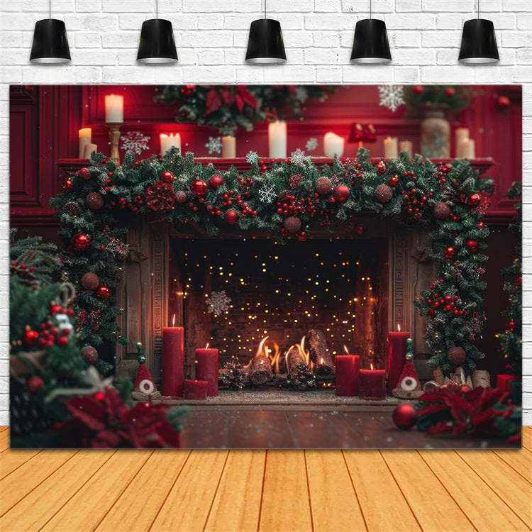 Christmas Backdrop Photography Fireplace Scene Backdrop UK BRP10-130