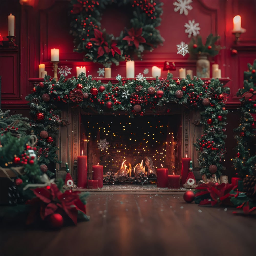 Christmas Backdrop Photography Fireplace Scene Backdrop UK BRP10-130