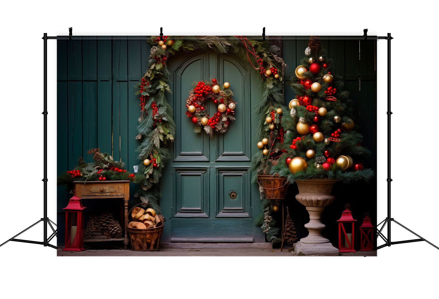 Christmas Backdrops Green Doorway Backdrop UK BRP10-136