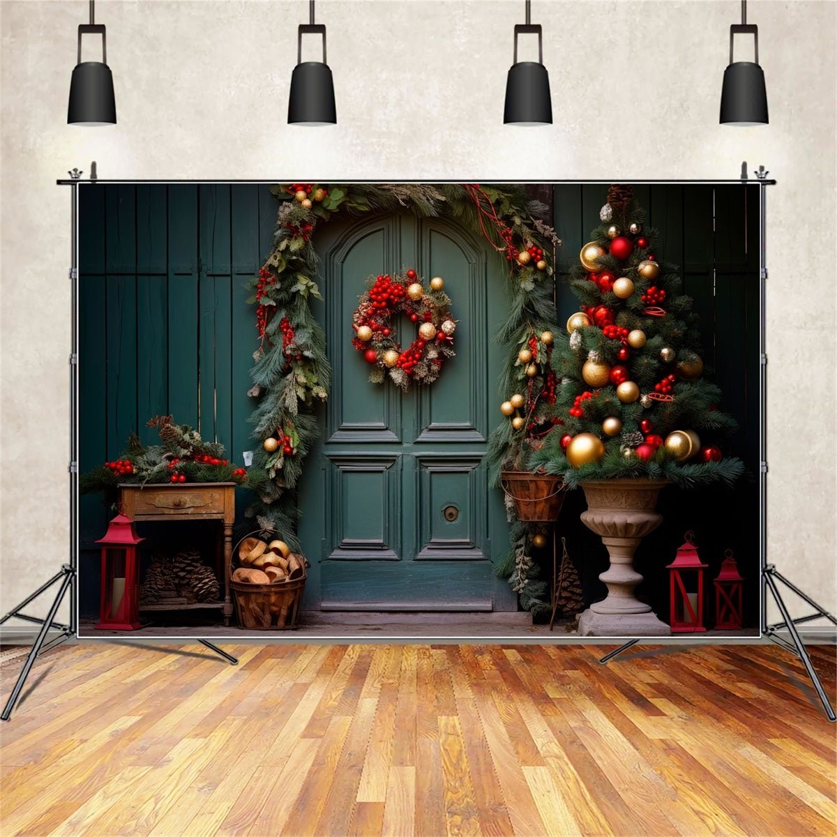 Christmas Backdrops Green Doorway Backdrop UK BRP10-136