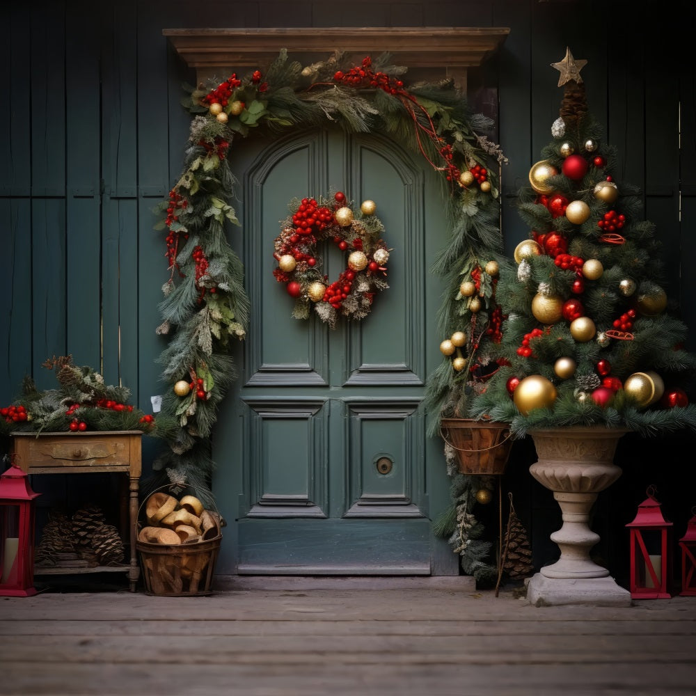 Christmas Backdrops Green Doorway Backdrop UK BRP10-136