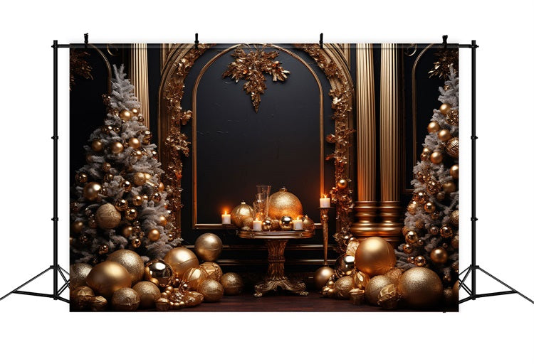 Photography Christmas Backdrops Gold White Ornaments Backdrop UK BRP10-137