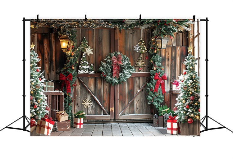 Photo Backdrop Christmas Rustic Corner Gifts Cheer Backdrop UK BRP10-145