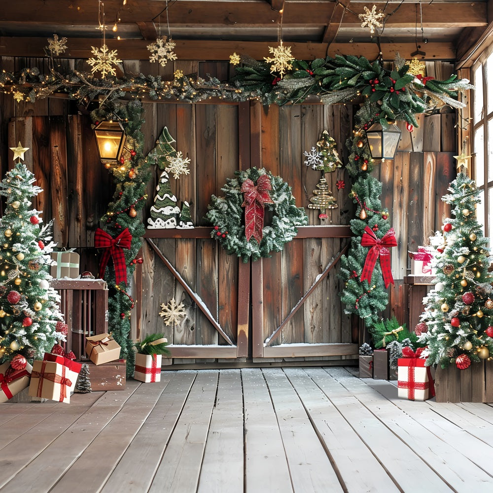 Photo Backdrop Christmas Rustic Corner Gifts Cheer Backdrop UK BRP10-145