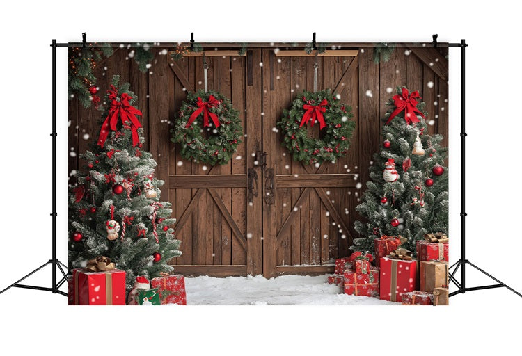 Backdrops For Christmas Rustic Decor Trees Gift Boxes Backdrop UK BRP10-146