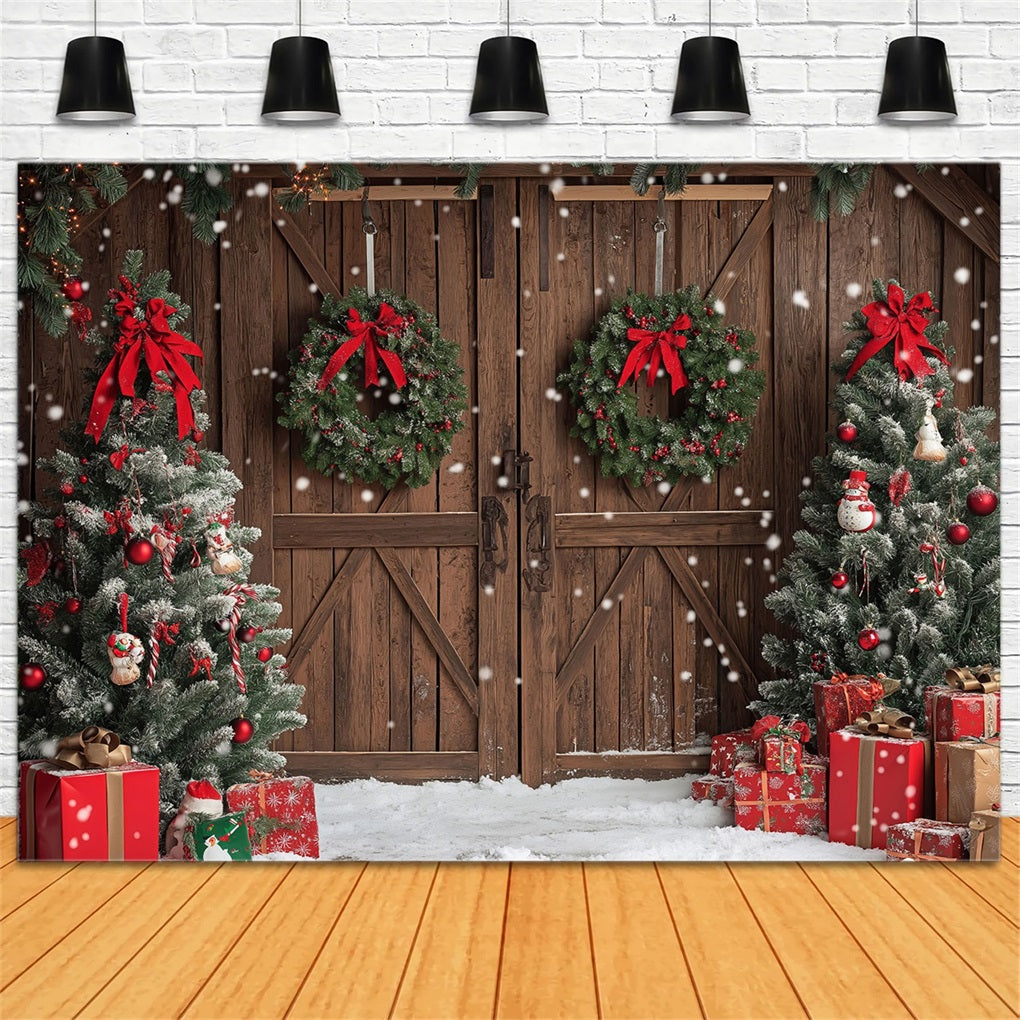 Backdrops For Christmas Rustic Decor Trees Gift Boxes Backdrop UK BRP10-146