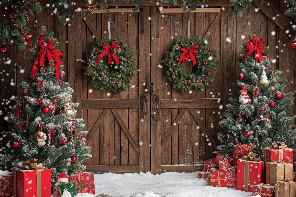 Backdrops For Christmas Rustic Decor Trees Gift Boxes Backdrop UK BRP10-146