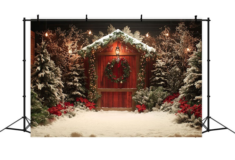 Christmas Backdrop Ideas Entrance Trees Poinsettias Backdrop UK BRP10-148