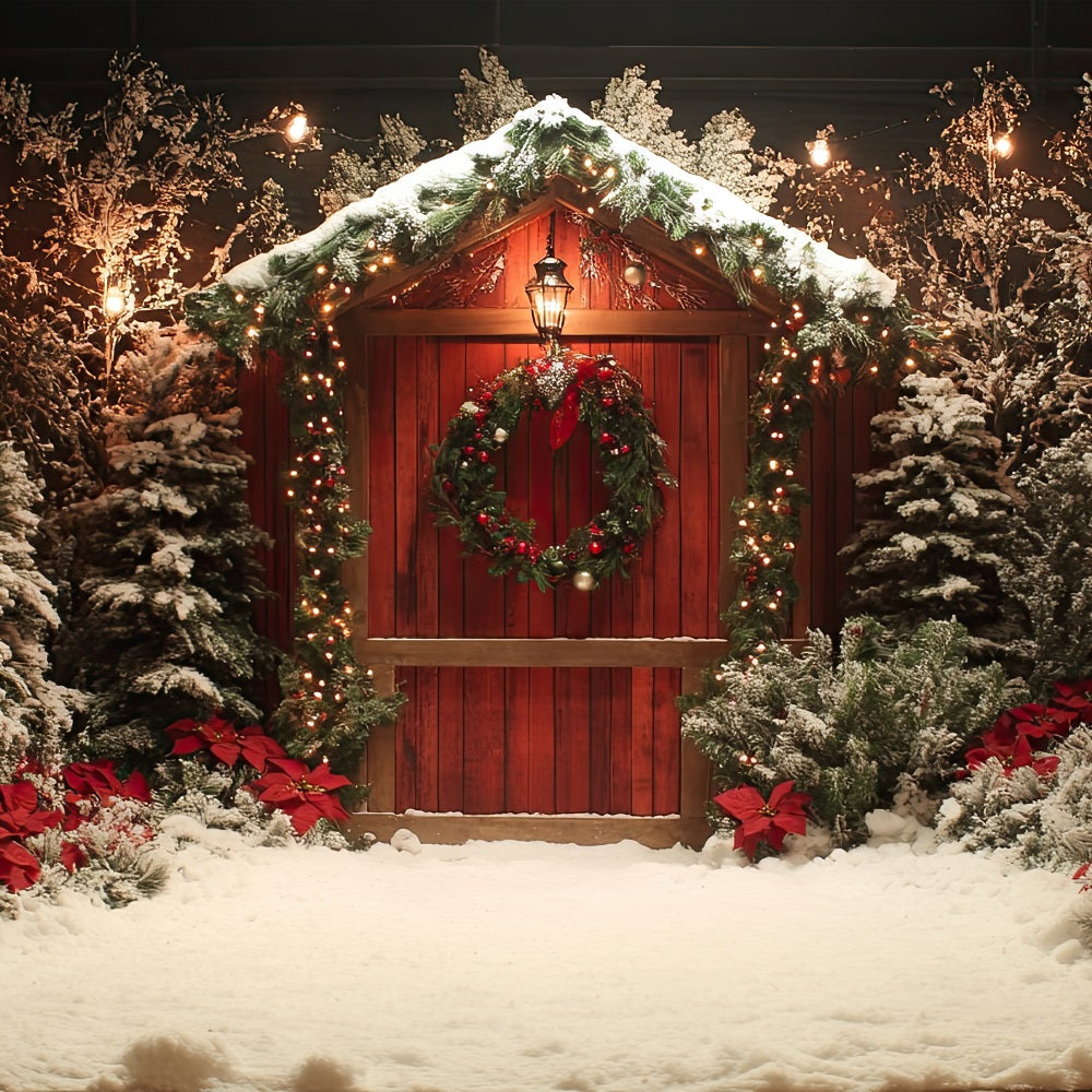 Christmas Backdrop Ideas Entrance Trees Poinsettias Backdrop UK BRP10-148