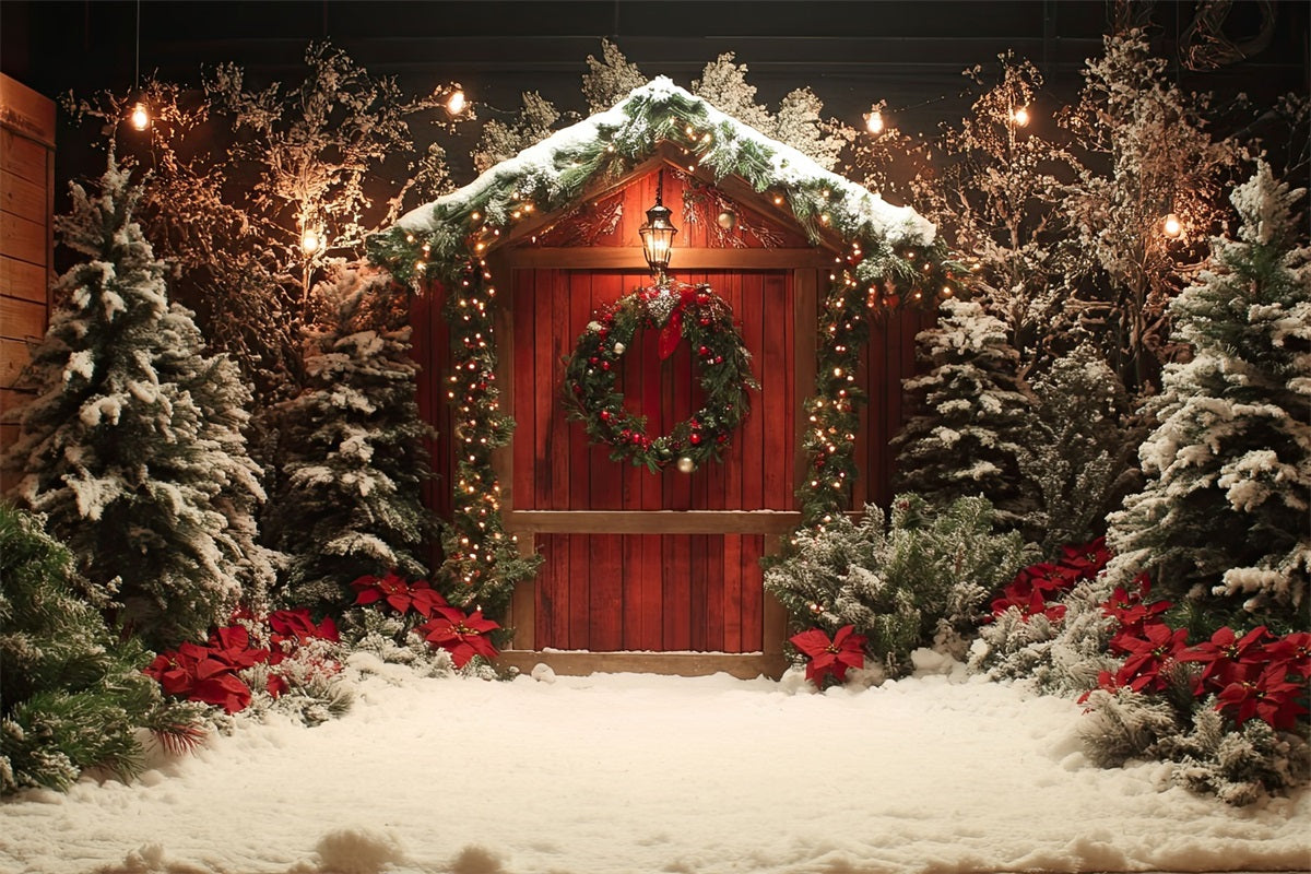 Christmas Backdrop Ideas Entrance Trees Poinsettias Backdrop UK BRP10-148